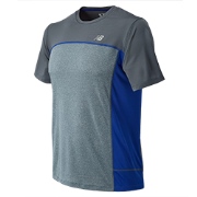 New Balance Men'sTech Run SS Top Thunder with Ocean Blue O43p1040